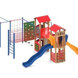 מתקן שעשועים משולב מעץ דגם "בארי"