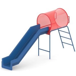 מנהרת זחילה ממתכת + מגלשה מפלסטיק